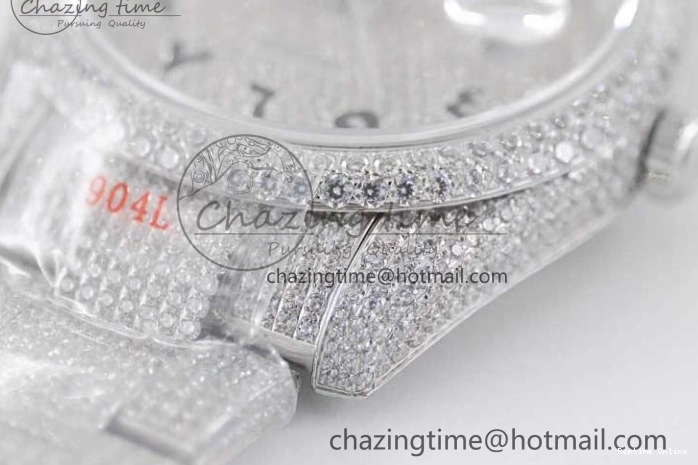 0212 Datejust 41 SS Full Diamonds TWF 1:1 Best Edition Arabic Markers Dial on Bracelet A Sporty 2395